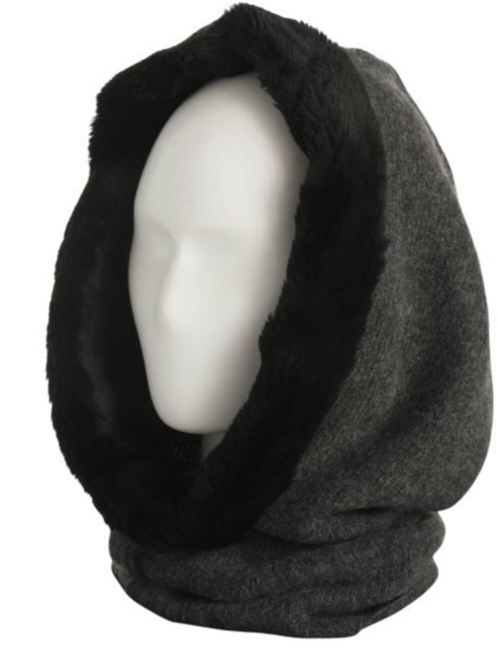 PORTOLANO cashmere hood with faux fur trim
